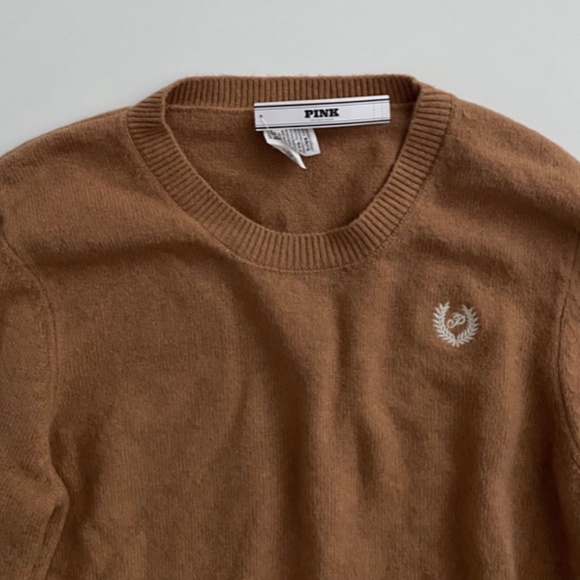 PINK Victoria's Secret Sweater Knit Varsity Stripe Logo Chest Pullover Nwt 60OW - Picture 2 of 3